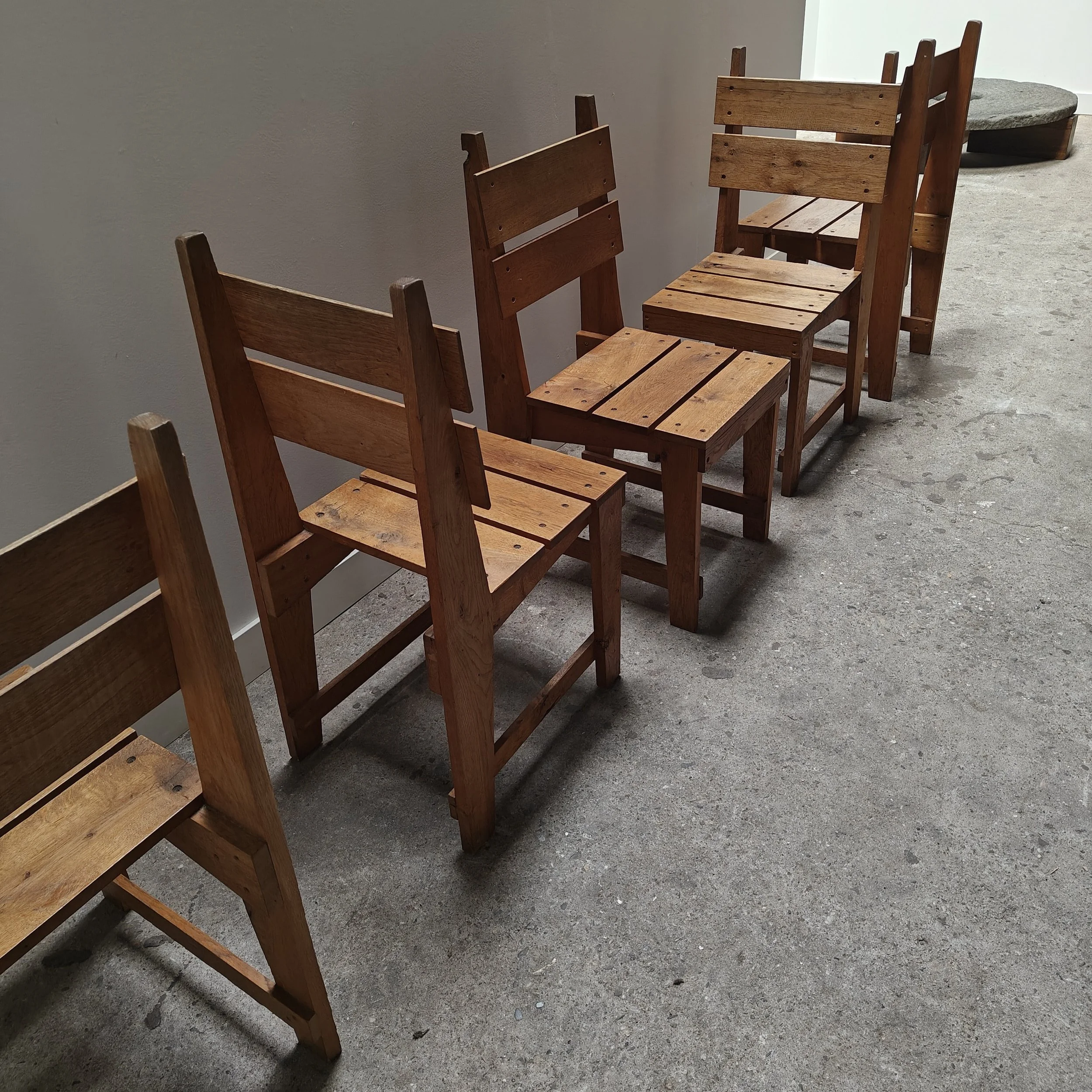 Dutch carpenter made oak dining chairs from the 1960's 13.jpg
