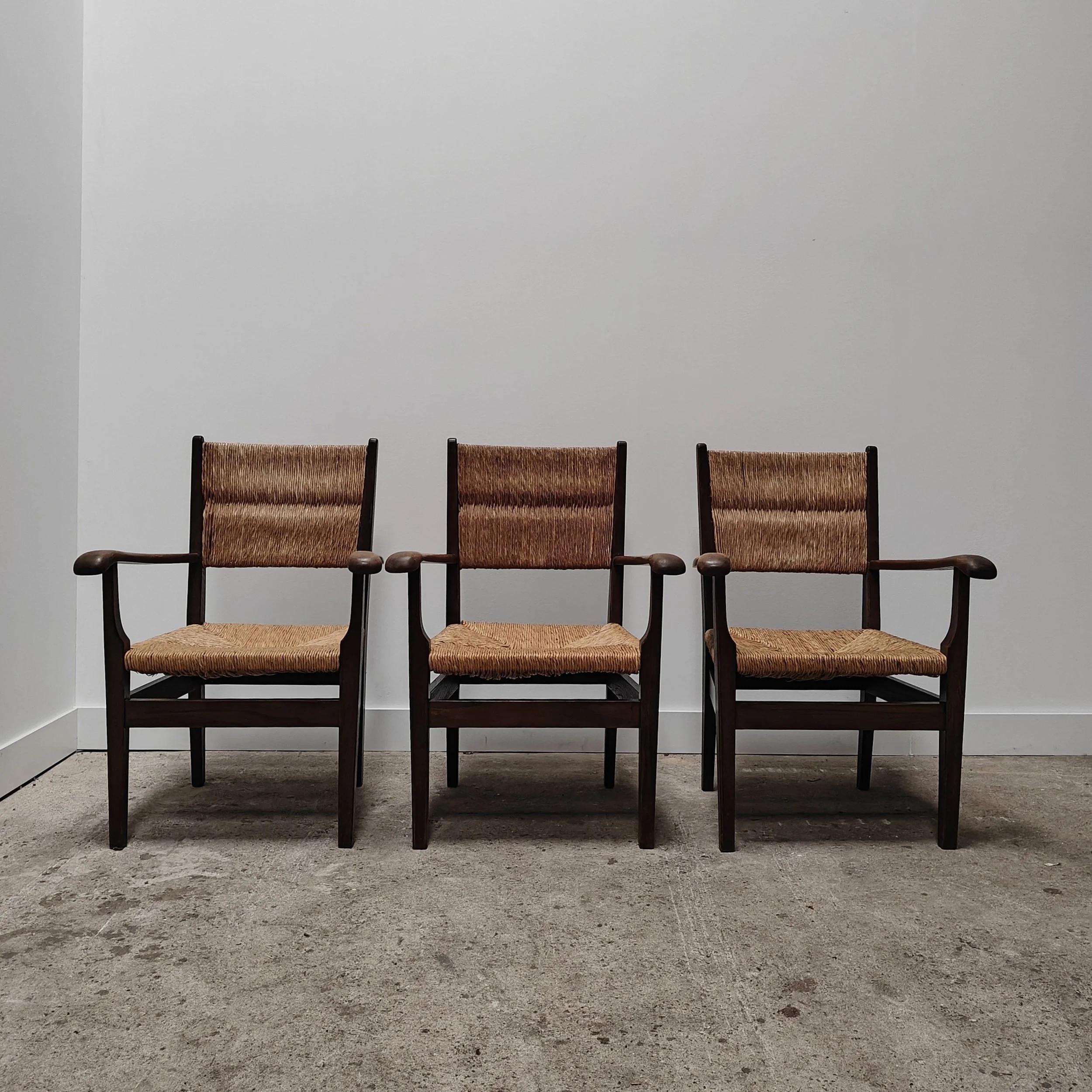 French rustic rush armchairs set of 3 6.jpg