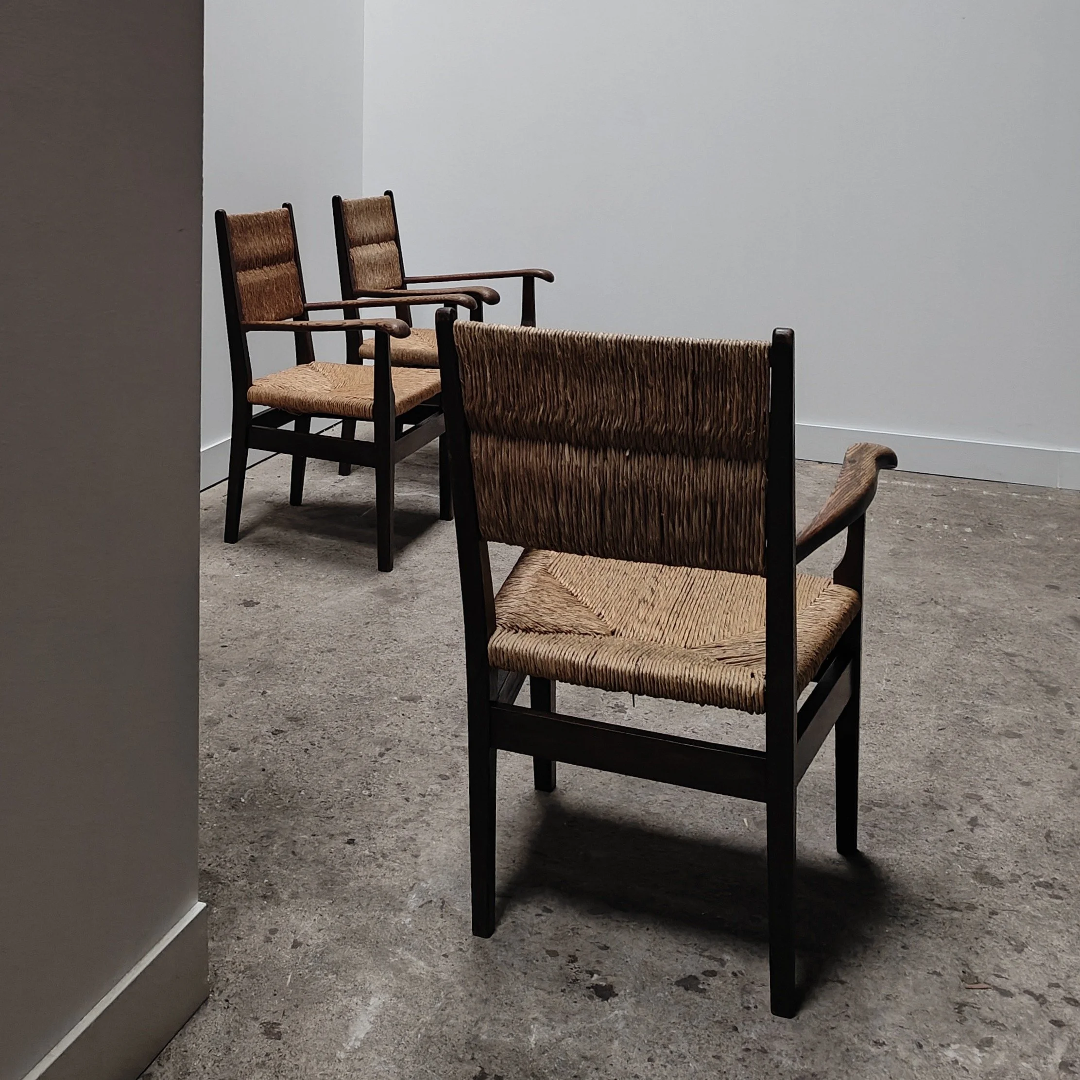 French rustic rush armchairs set of 3 9.jpg