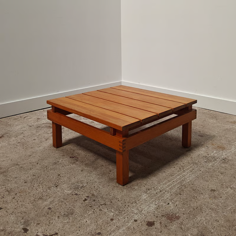 Slatted pine coffee table