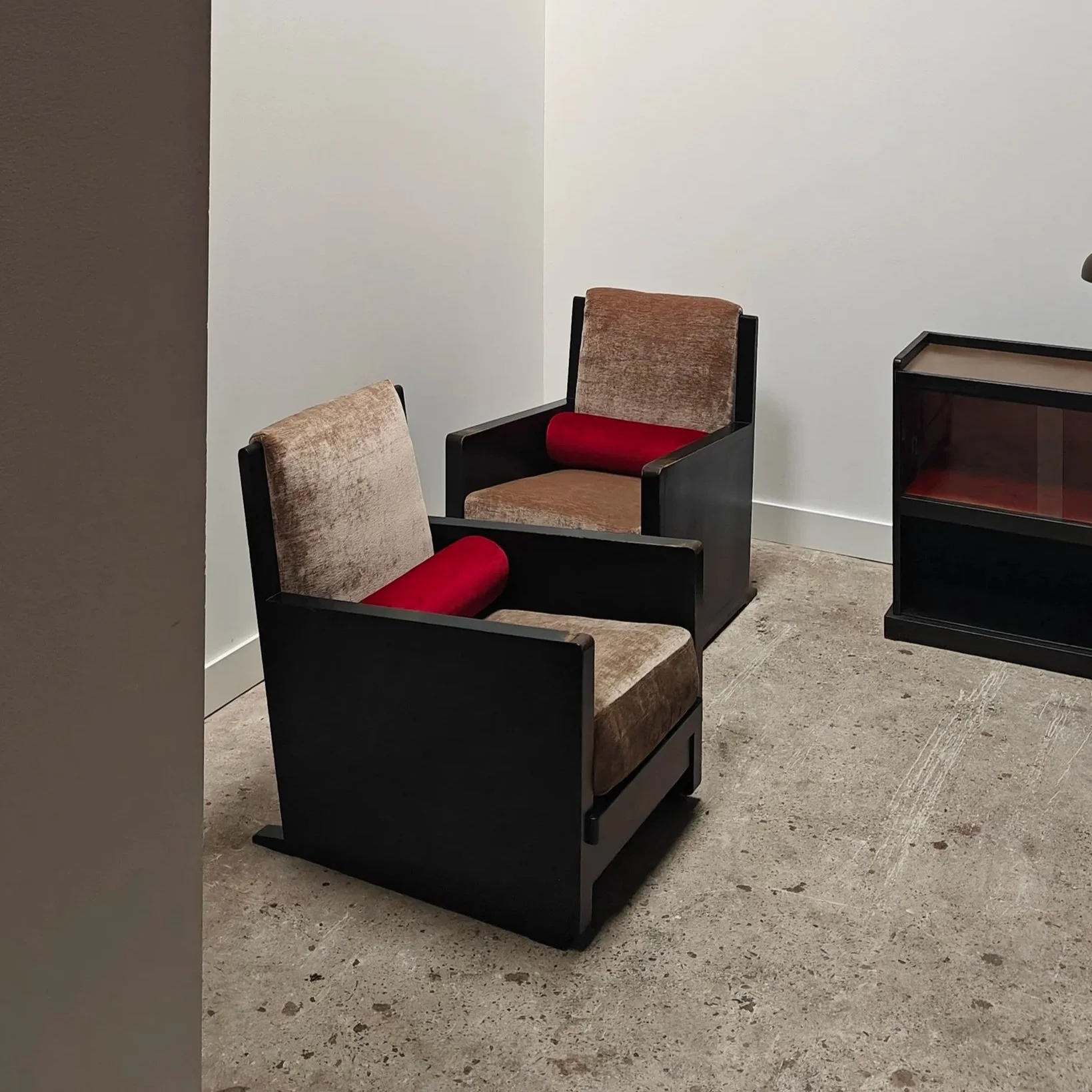 Rare J Brunott Den Haag armchairs 1920s