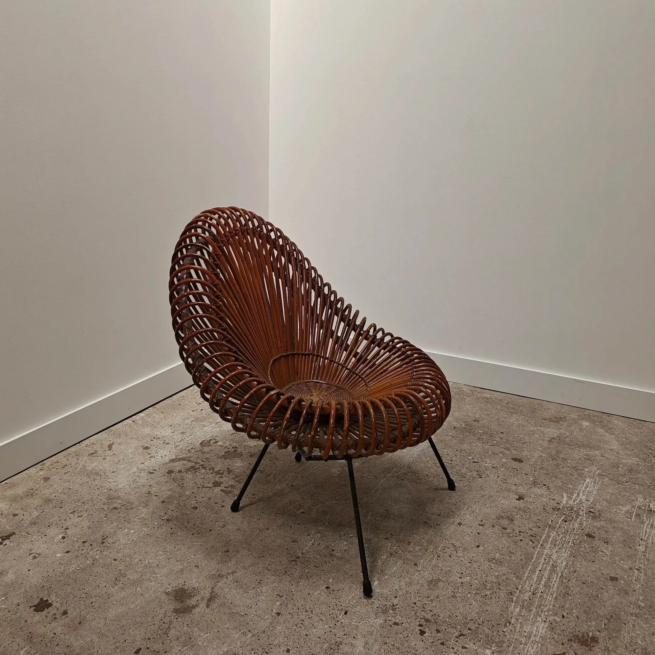 Italian rattan easy chair by Janine Abraham and Dirk Jan Rol 1950s