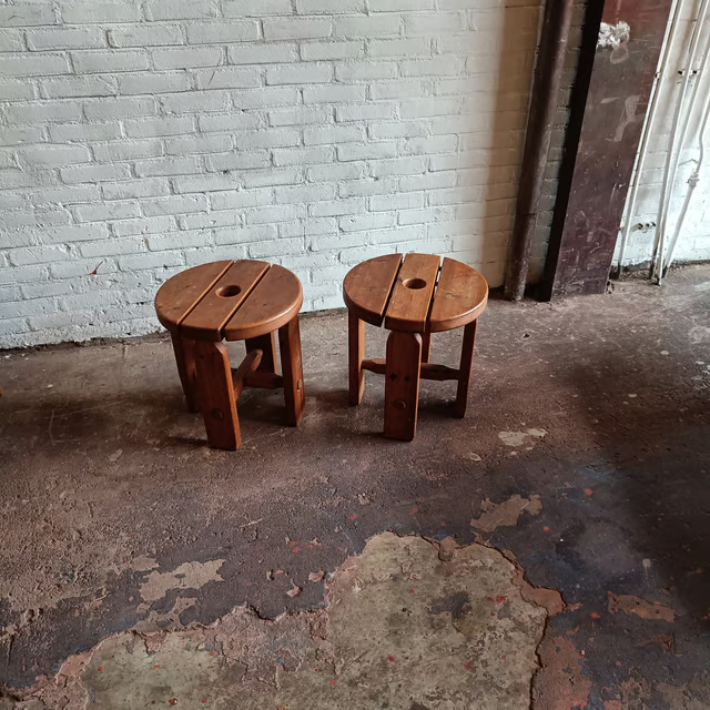 Scandinavian 1970s pine stools, set-2 4.png