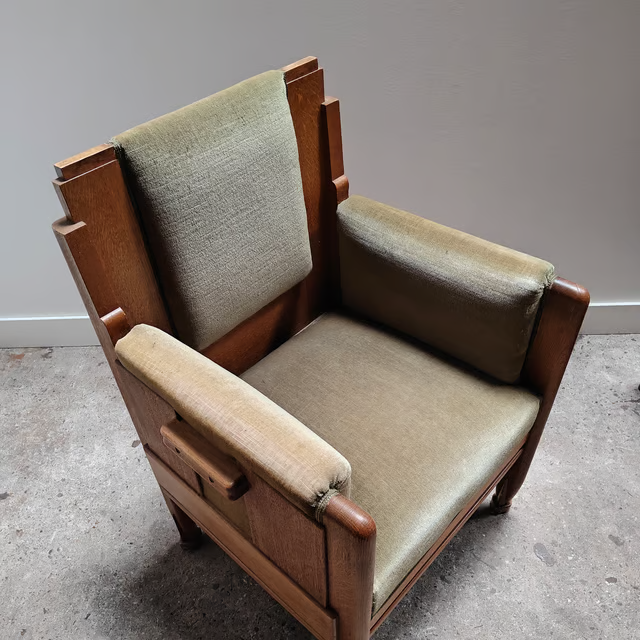 Stately architectural Amsterdam school armchairs 3.png