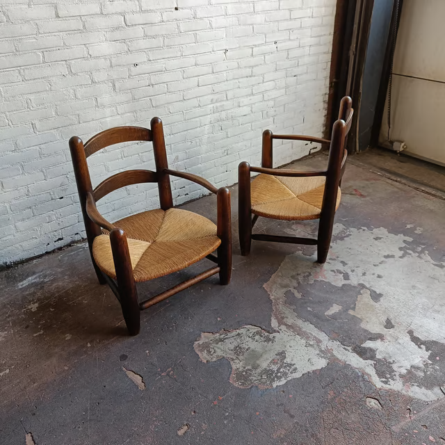 French low rush armchairs