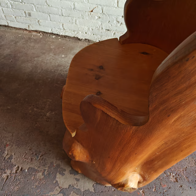 Large old tree trunk chair natural with knots 6.png