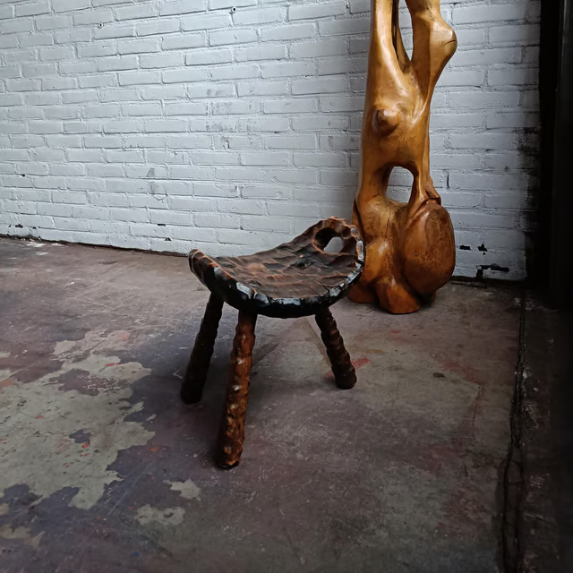 Sculptural wooden stool