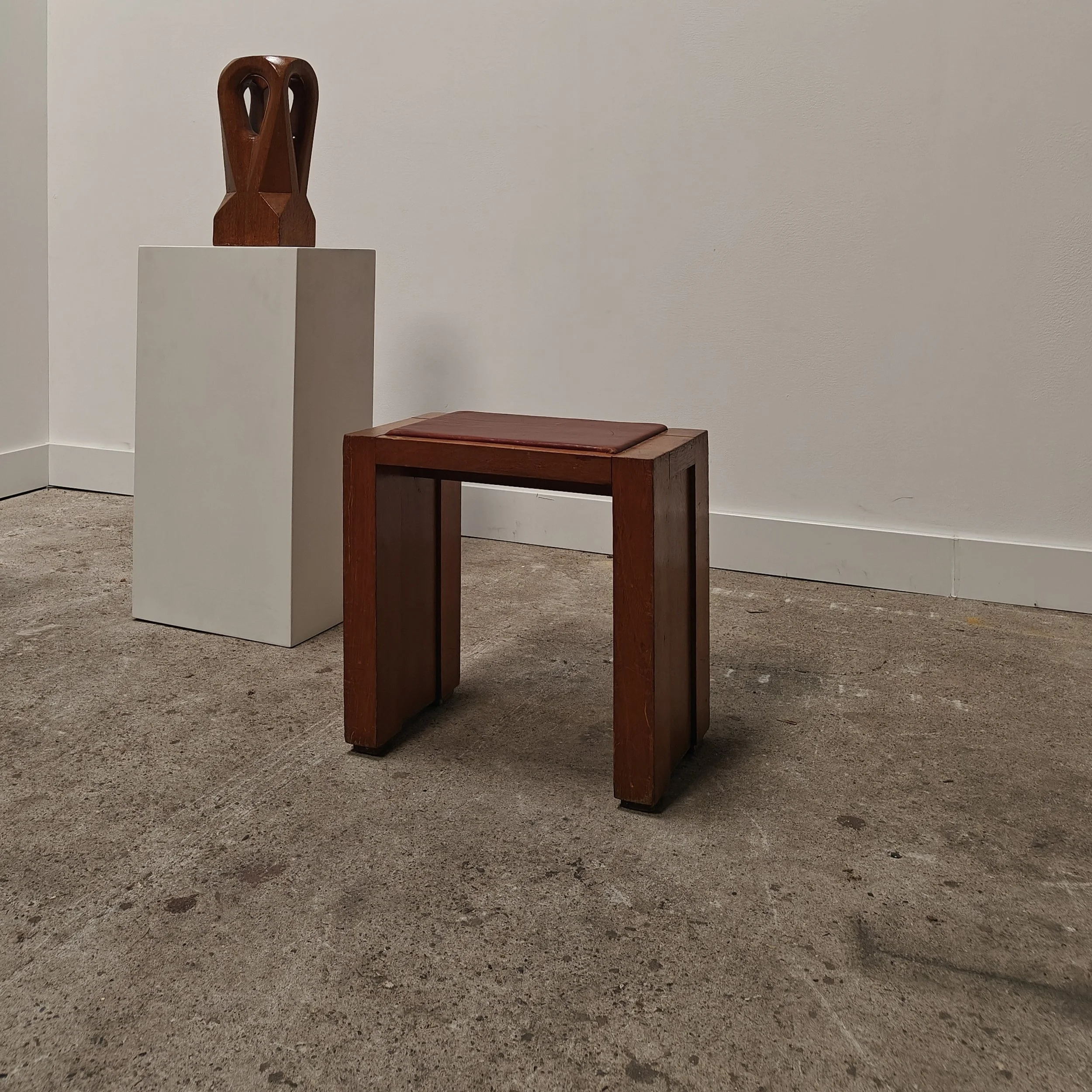 Art Deco stool with leather seat