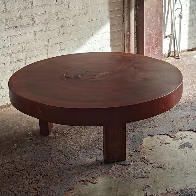 Solid slab tree trunk coffee table