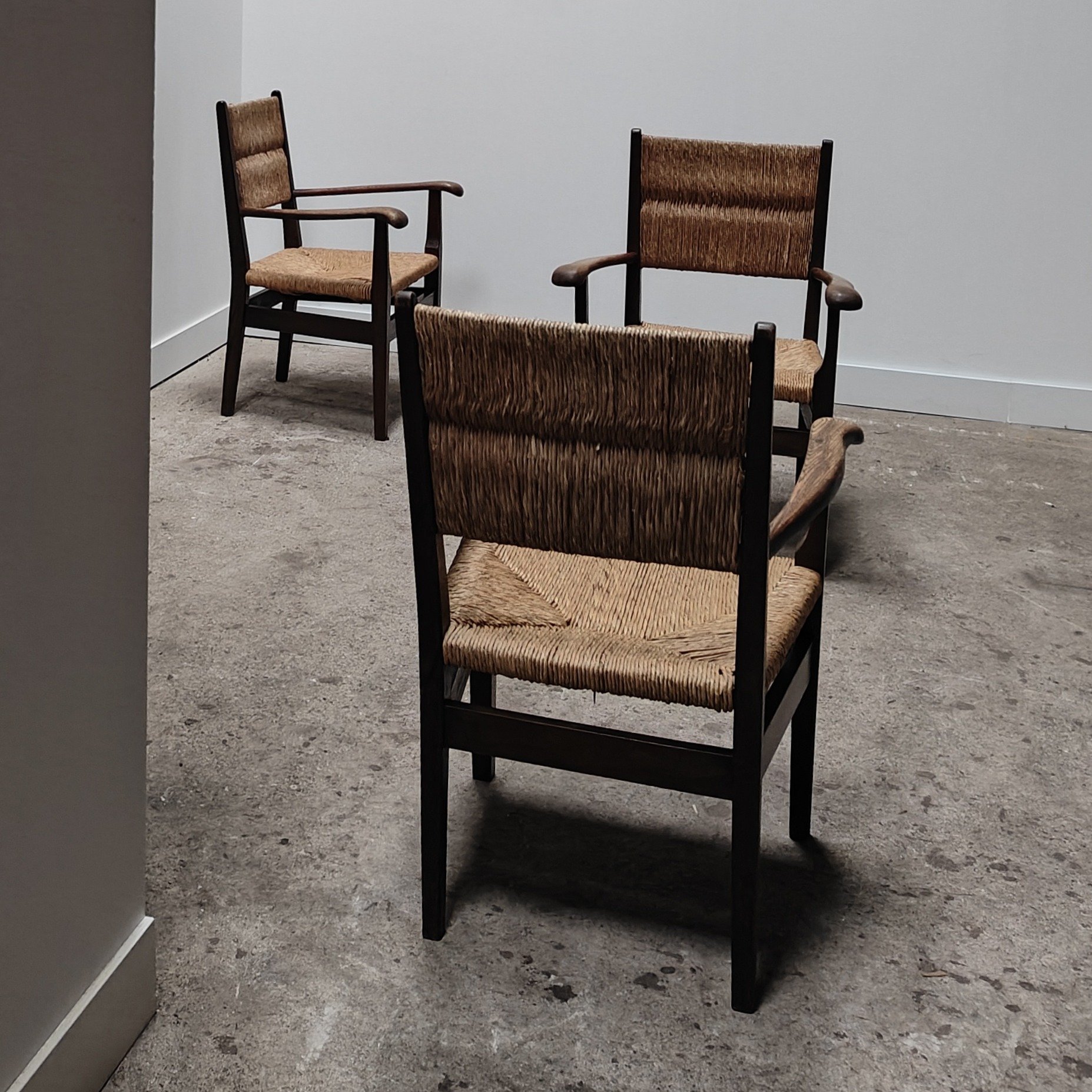 French rustic rush armchairs set of 3 8.jpg