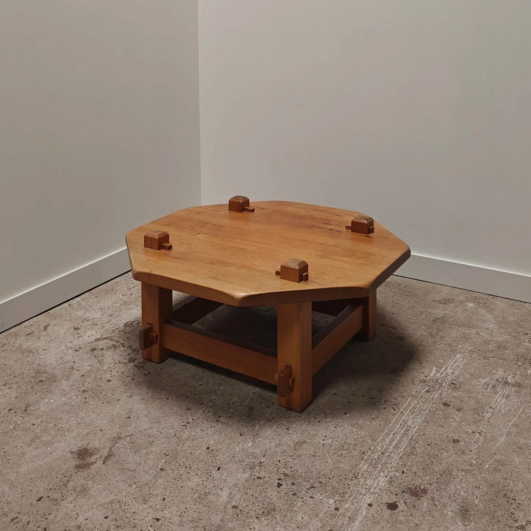 Octagonal coffee table made of light oak