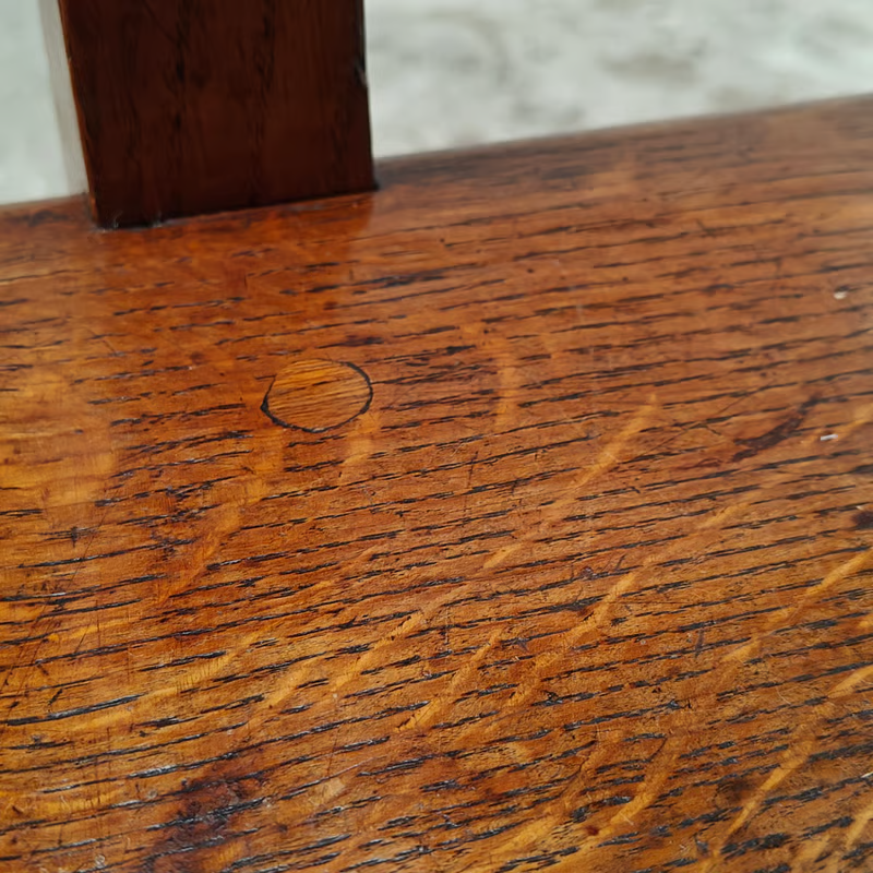 Antique oak bench in a subtle Amsterdam school style 6.png