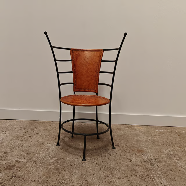 Decorative steel and leather chair from the 1990s 4.png