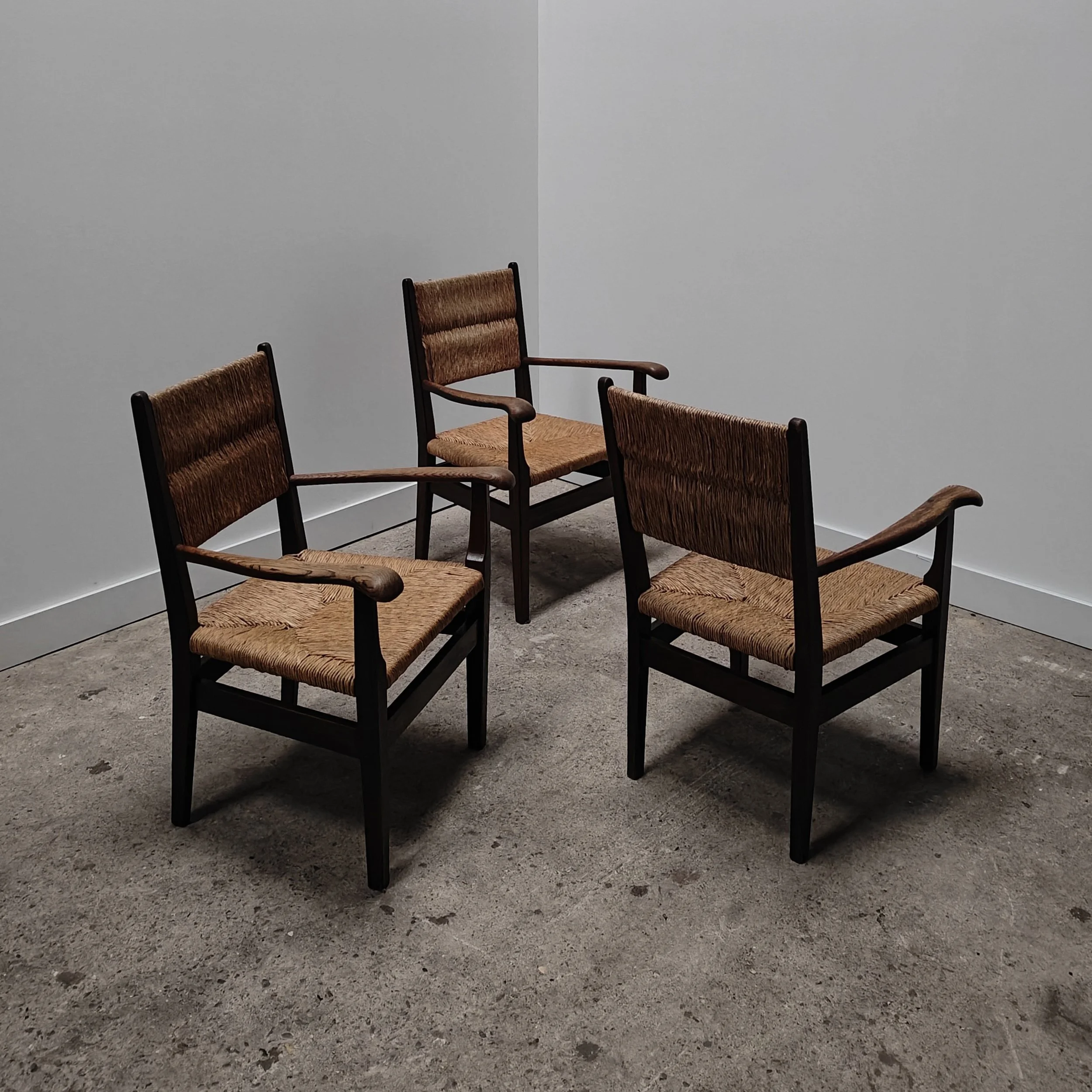 French rustic rush armchairs set of 3 11.jpg