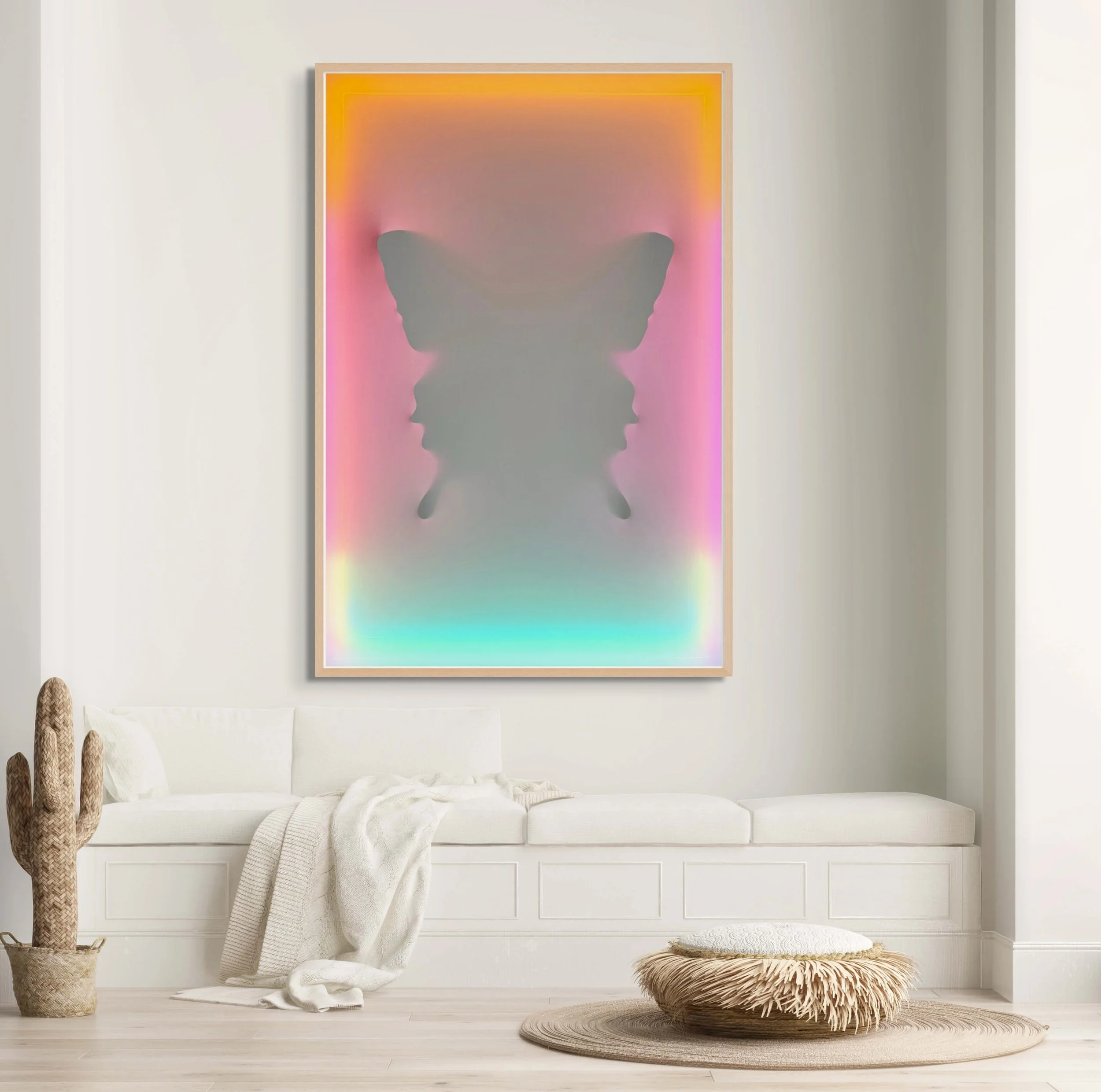 Staged interior featuring contemporary artwork by PunkMeTender