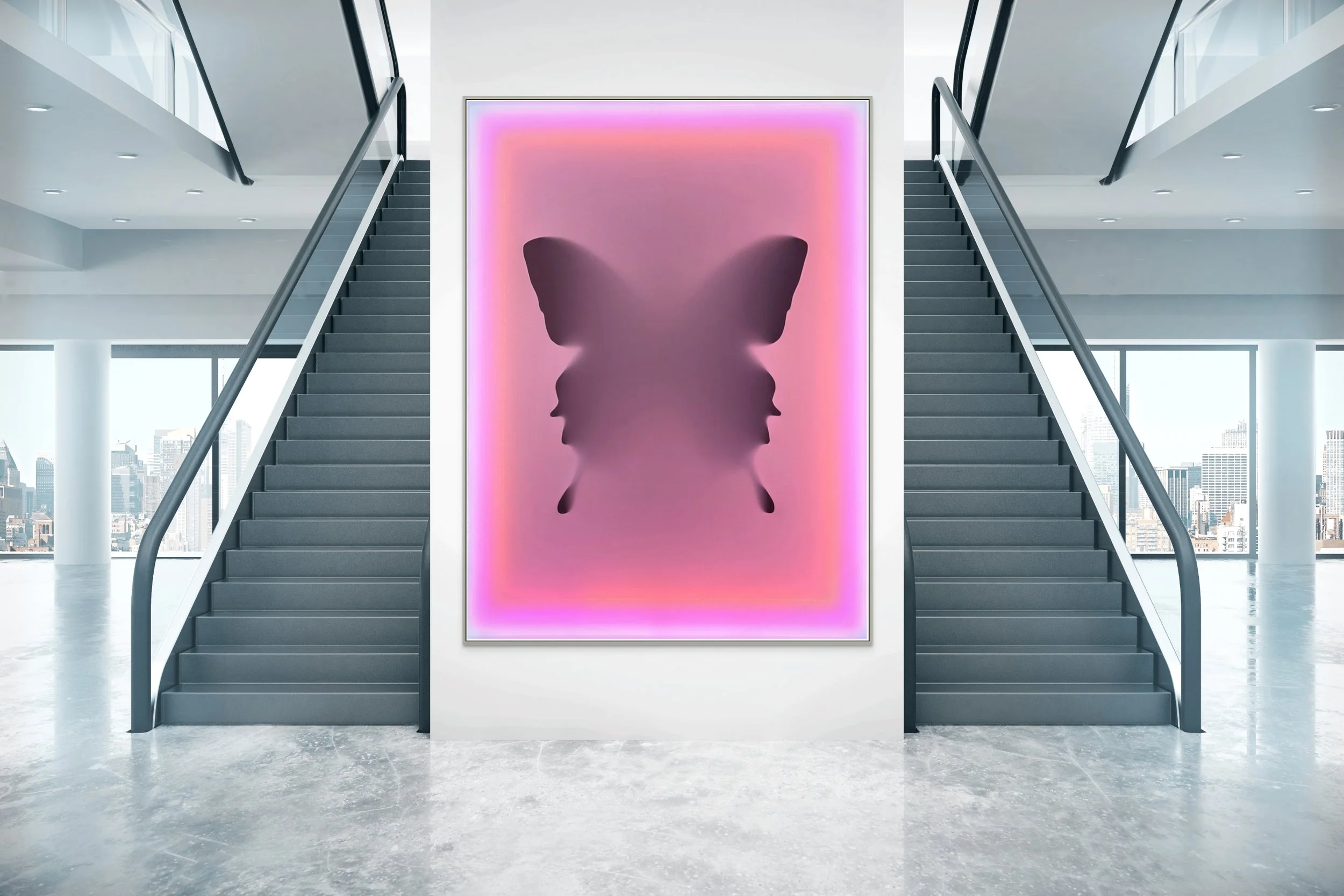 Staged interior featuring contemporary artwork by PunkMeTender