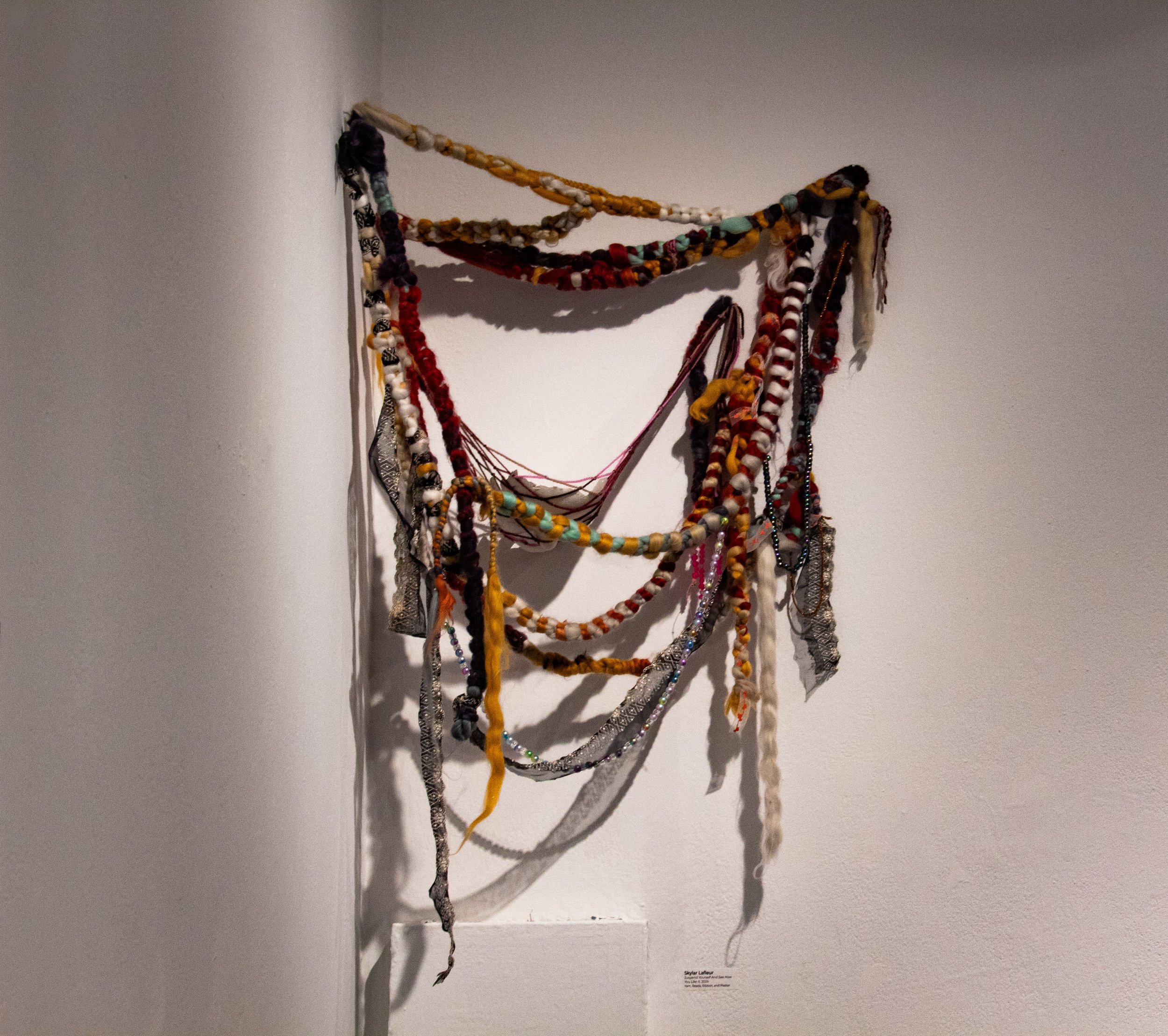 "Suspend Yourself And See How You Like It," Yarn, Beads, Plaster Face Cast