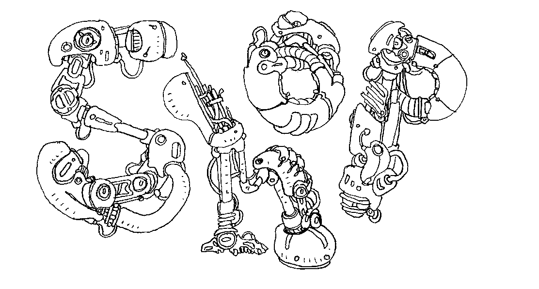 The word 'SHOP' spelled out with robotic, mechanical letters on a black background.