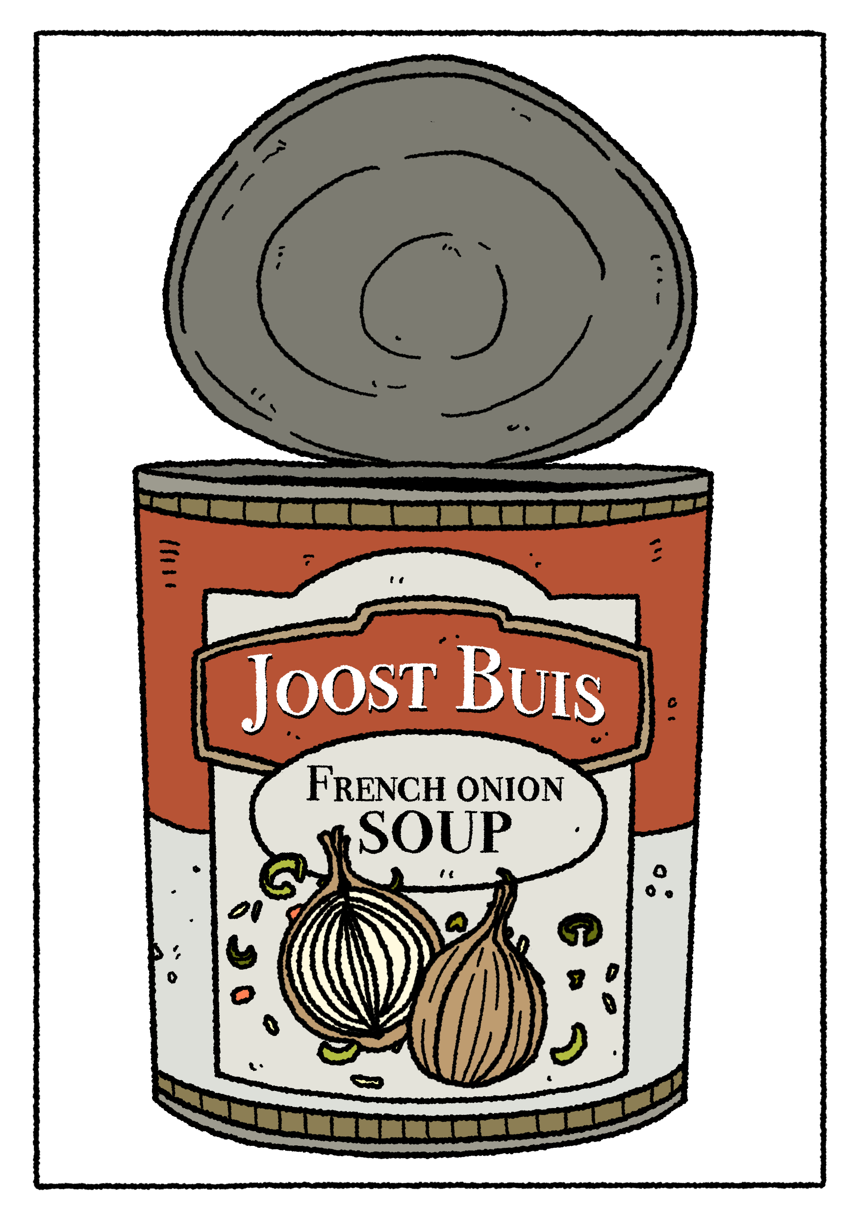 Cover of the comic, French Onion Soup, pair with an illustration of said onion soup.