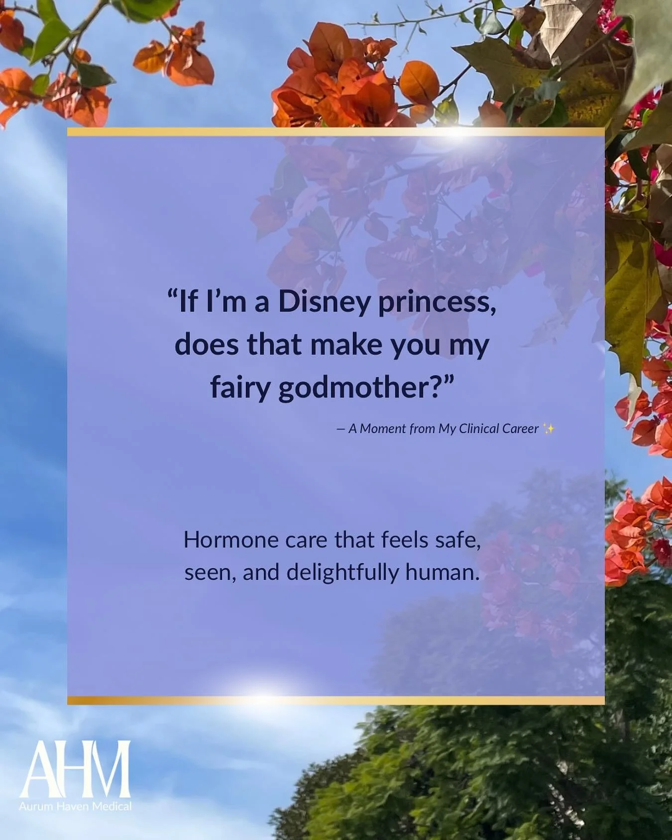 A favorite memory from my clinical career is the moment a patient looked at me and said:
&ldquo;If I&rsquo;m a Disney princess, does that make you my fairy godmother?&rdquo;

Because it meant the real metric had already been hit: she felt safe.

That