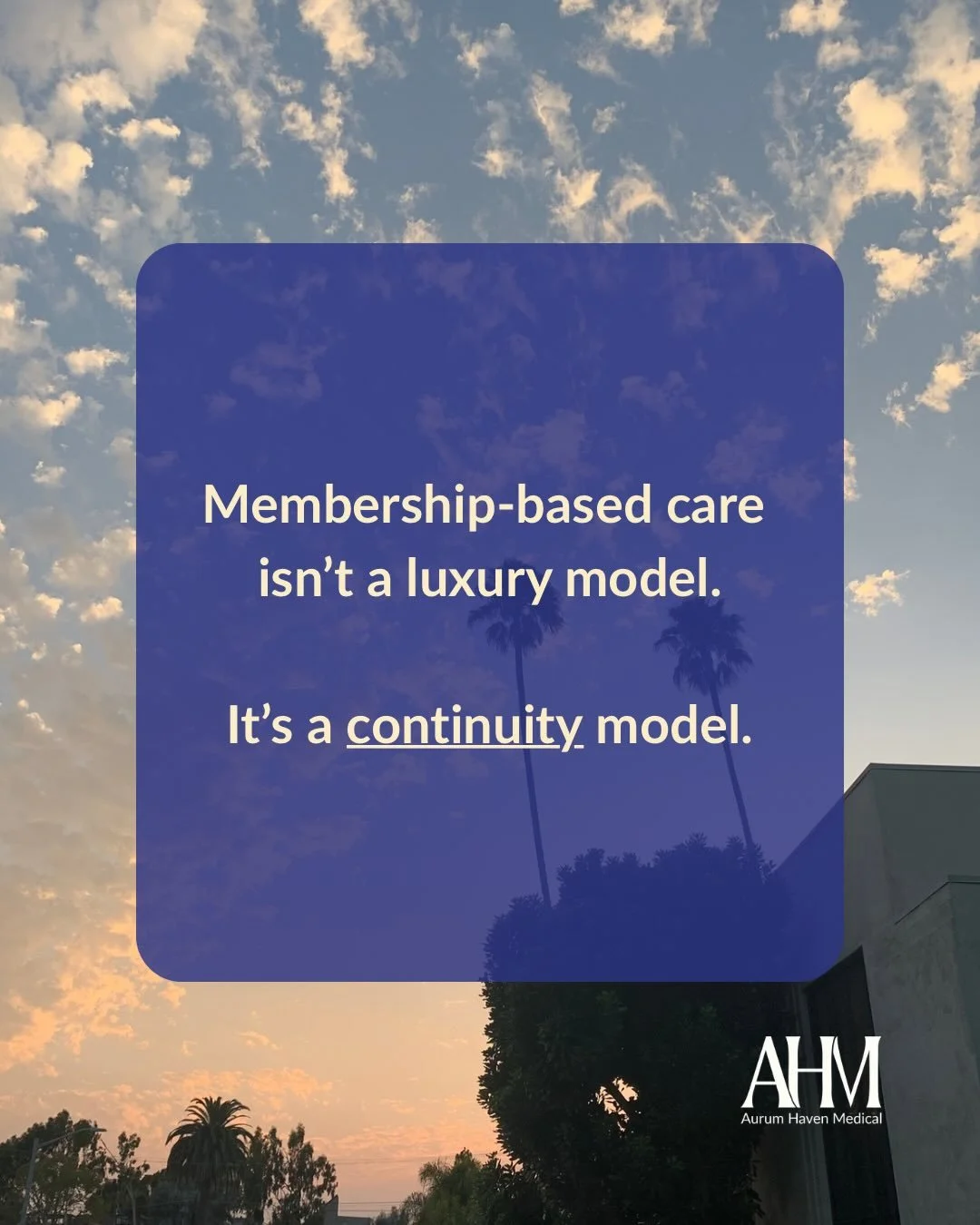 Aurum Haven Medical uses a membership-based care model to prioritize continuity, responsiveness, and clinical advocacy. 

This structure allows for predictable access, consistent clinician relationships, and care that can evolve thoughtfully over tim