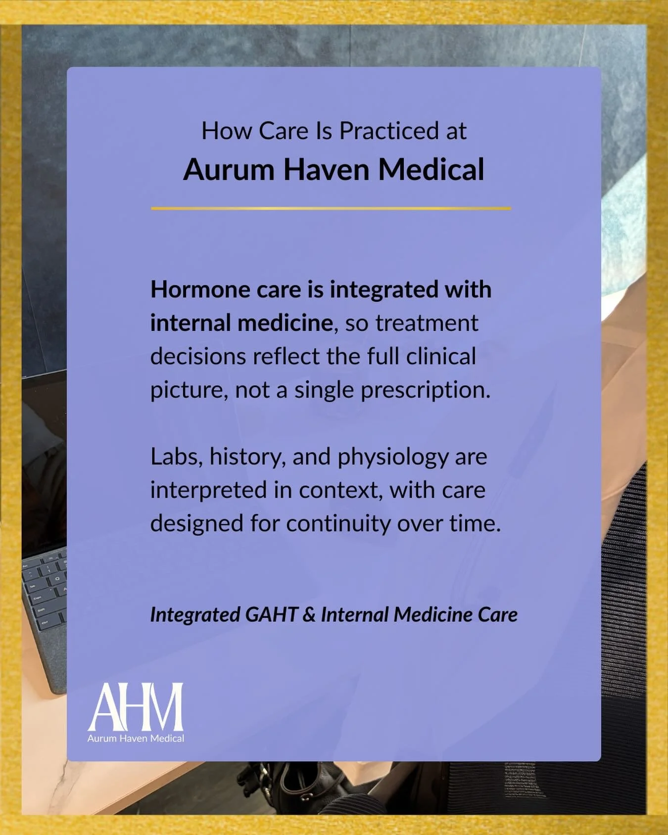 Value in healthcare can mean different things to different people.

At Aurum Haven Medical, value is not about volume &mdash; it is about individualized care that is grounded in clinical reasoning and continuity over time.

This model allows for more