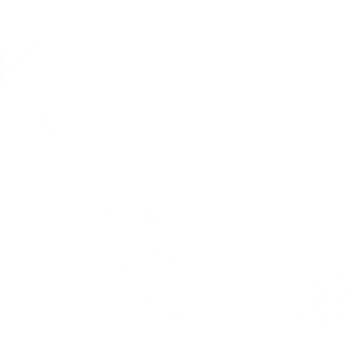 Silhouette of a lawn mower with a grass collection bag.