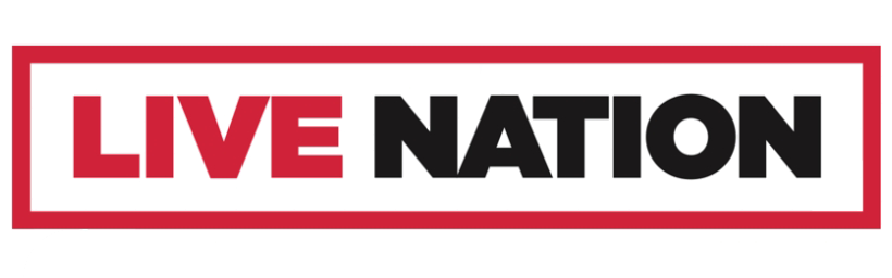 Logo with the words "LIVE NATION" in bold red and black letters inside a red border.
