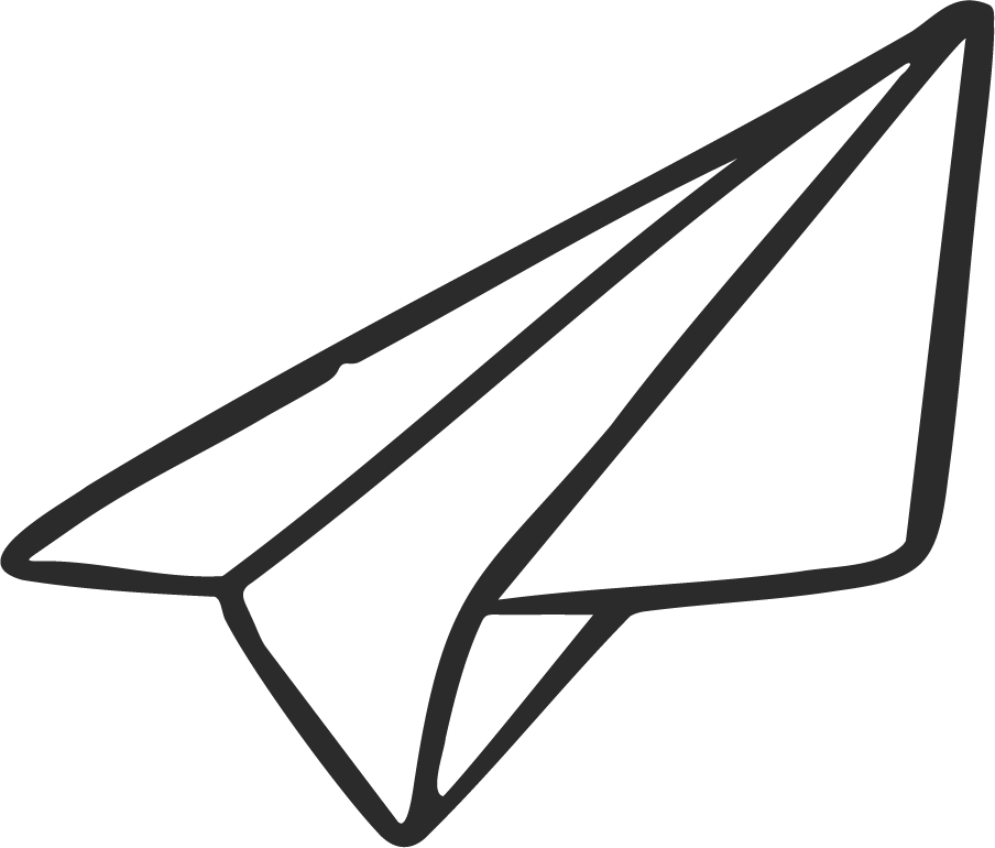 Outline drawing of a paper airplane