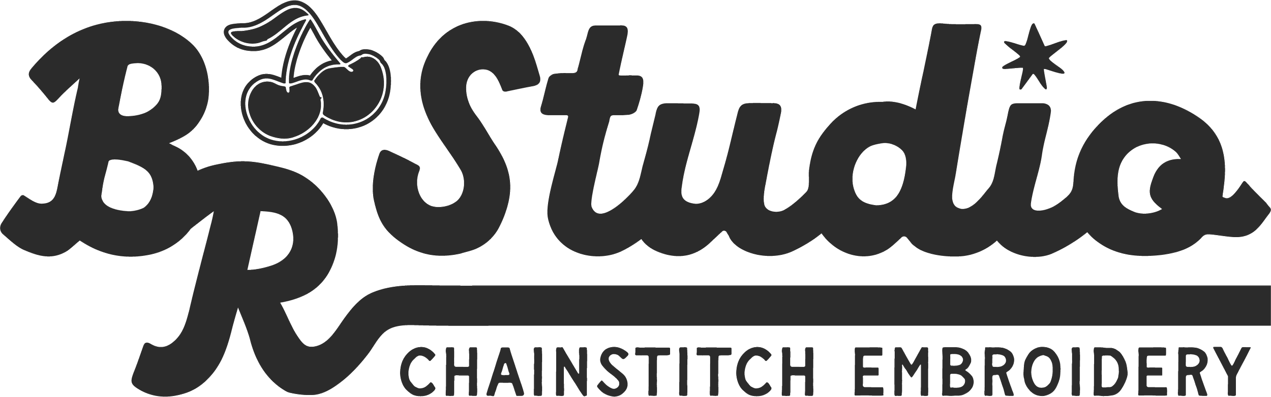 Logo for Chainstitch Embroidery featuring a cherry graphic and stylized text.
