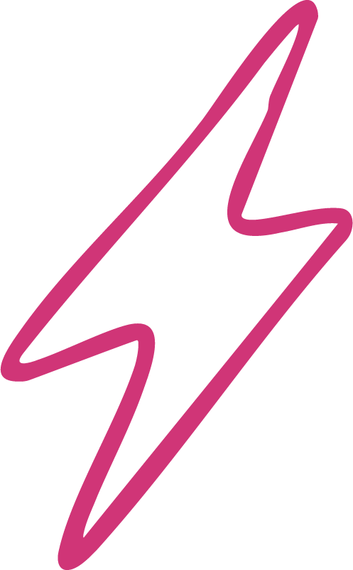 Pink lightning bolt outline on a black background.