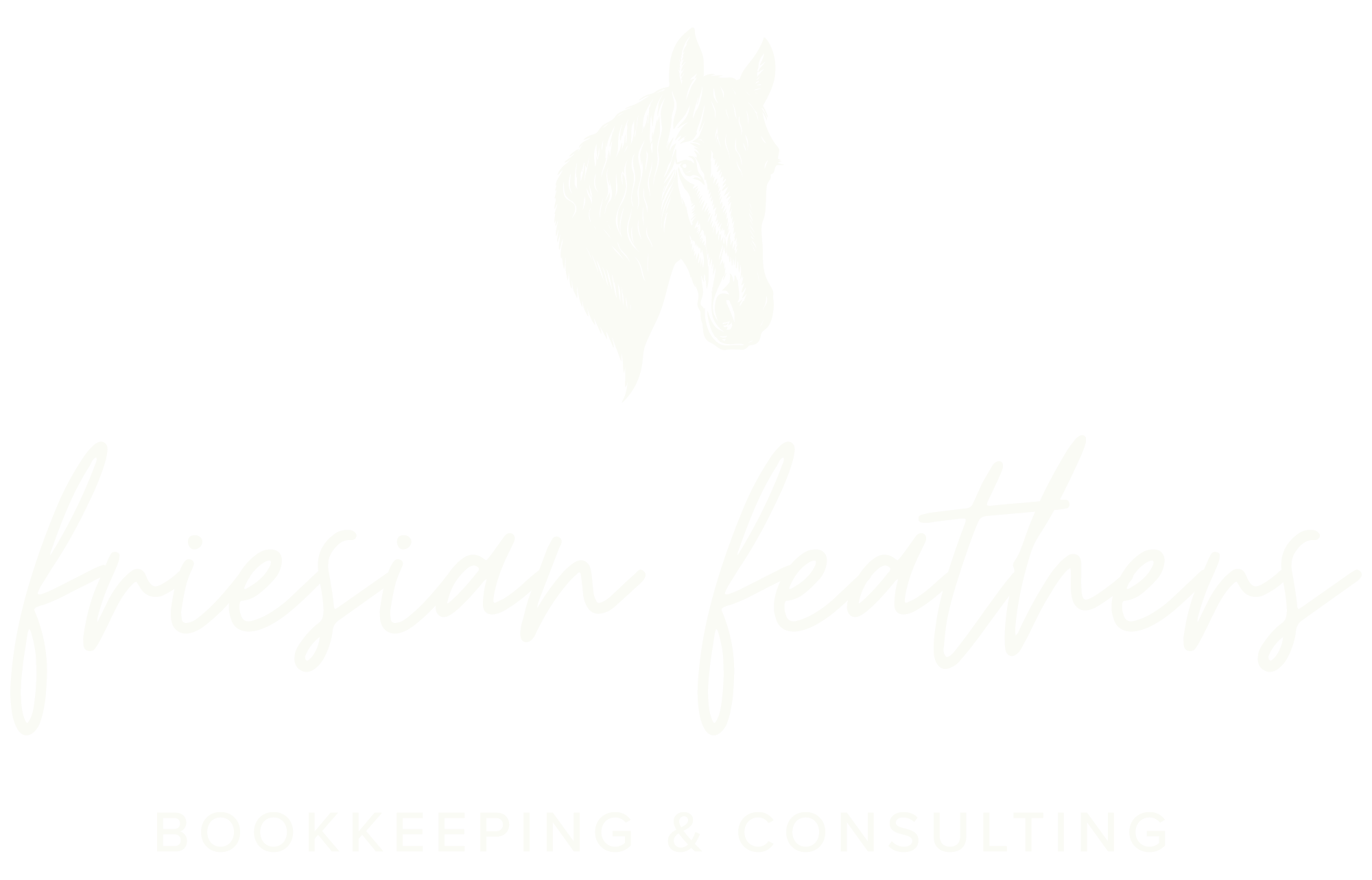 white friesian feathers bookkeeping & consulting logo