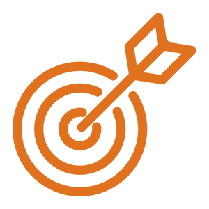 Orange target with a dart hitting the bullseye.