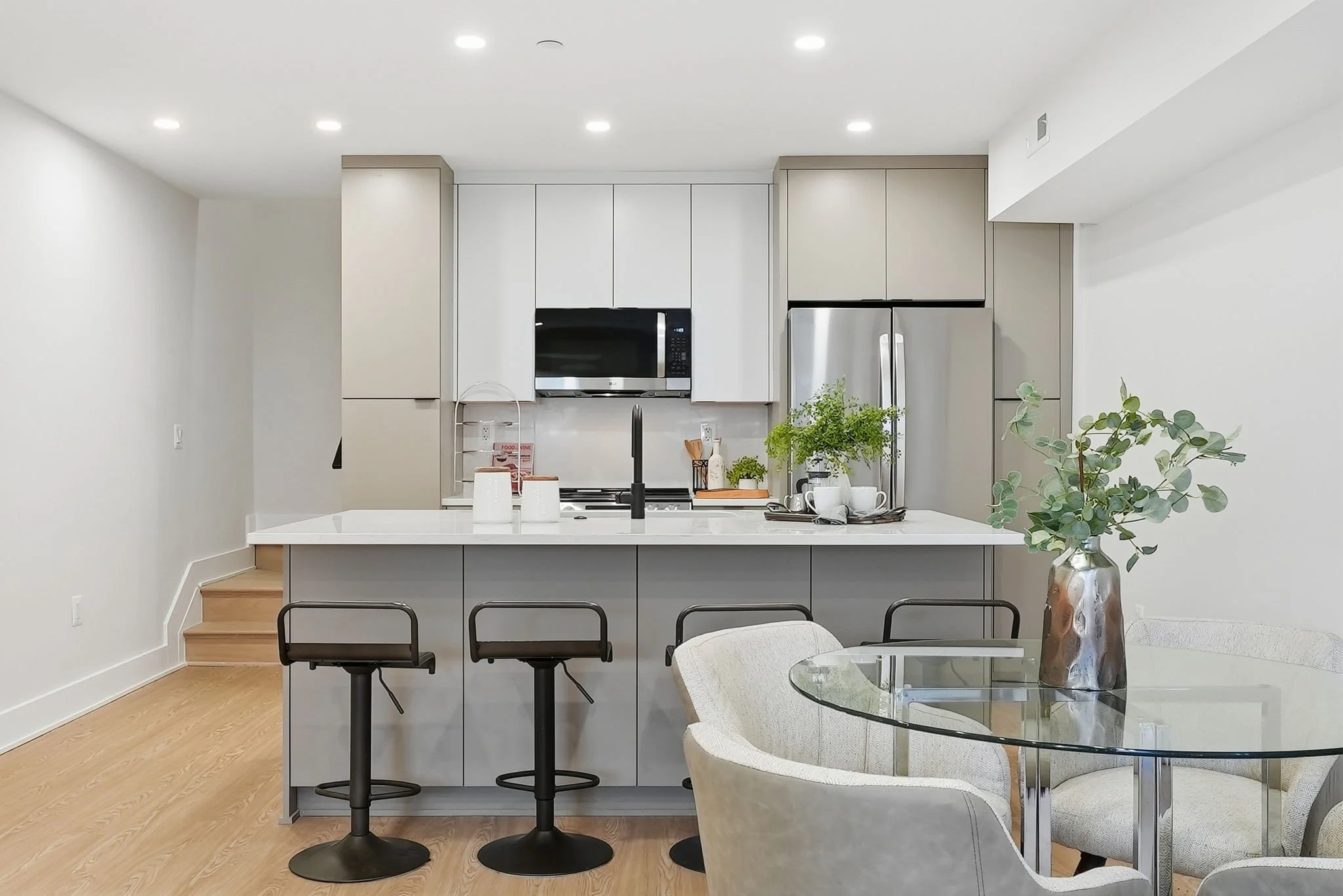 Kitchen with Island and Dining Area