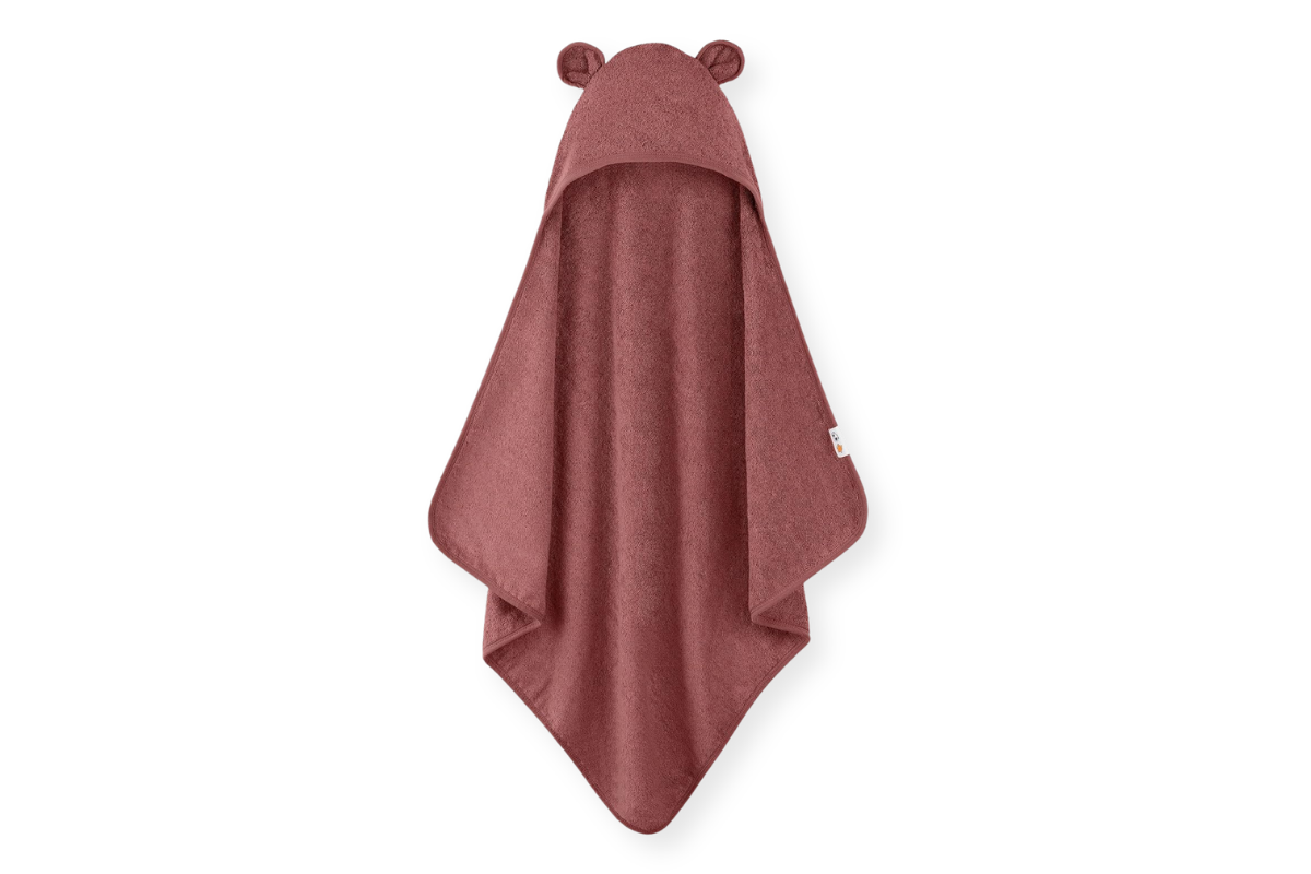 Fuchs&Panda Kapuzenhandtuch Baby in Purpur Rot aus Bambus 75x75cm