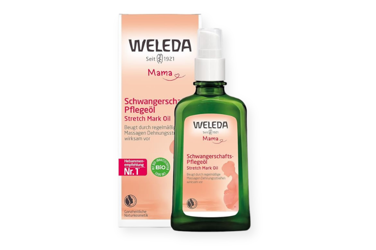 Weleda Schwangerschafts-Pflegeöl mit Bio-Arganöl und Hagebuttenöl gegen Dehnungsstreifen