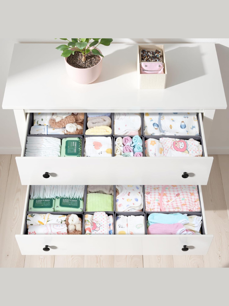 Modularer Aufbewahrungsorganizer für Babykleidung passend für IKEA Hemnes Wickelkommode
