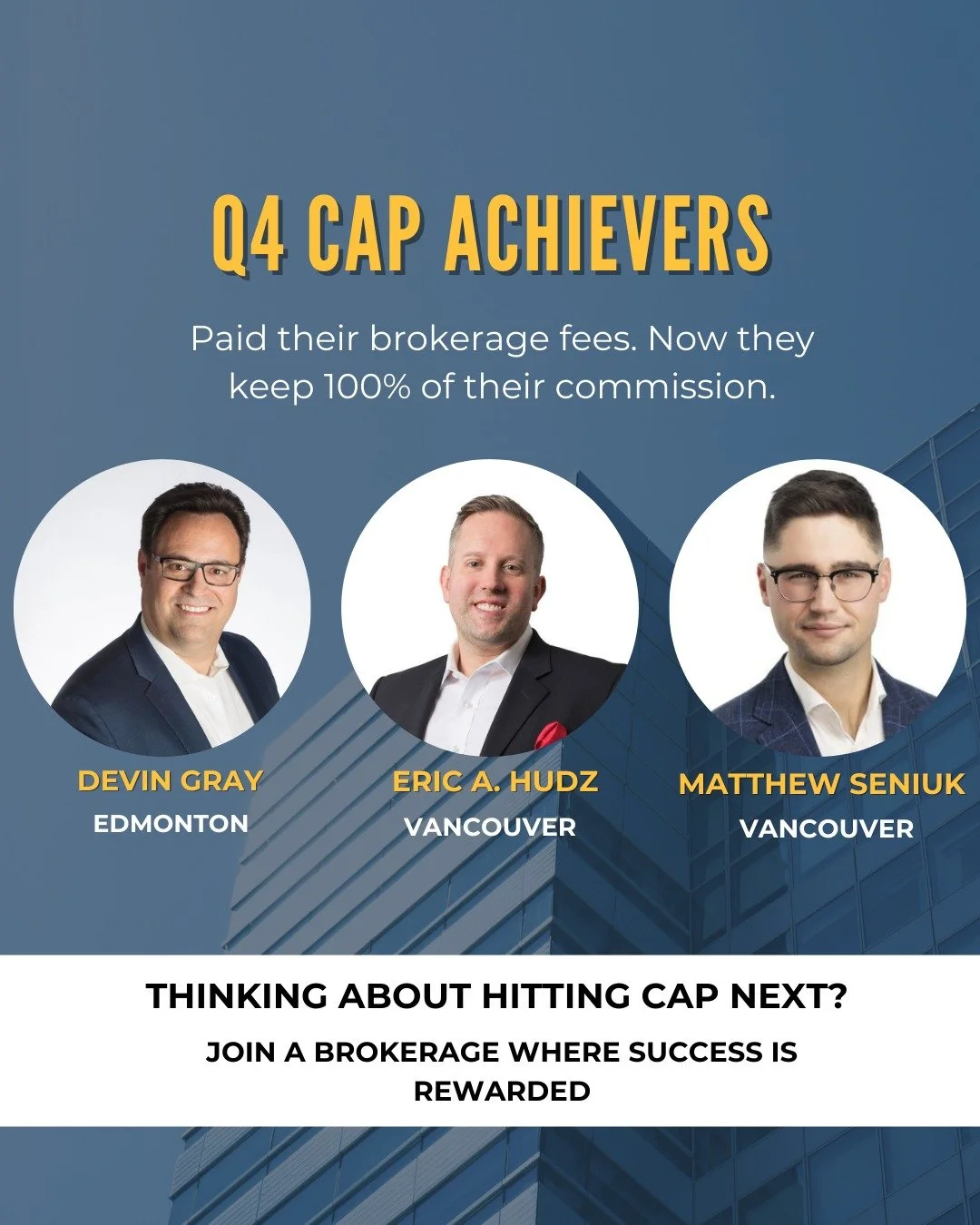 Q4 CAPPERS 🏅

Huge congratulations to our agents who officially hit their CAP in Q4 &mdash; an incredible milestone and a true reflection of their hard work and consistency. Hitting CAP means brokerage fees are fully paid, and from here on out, they