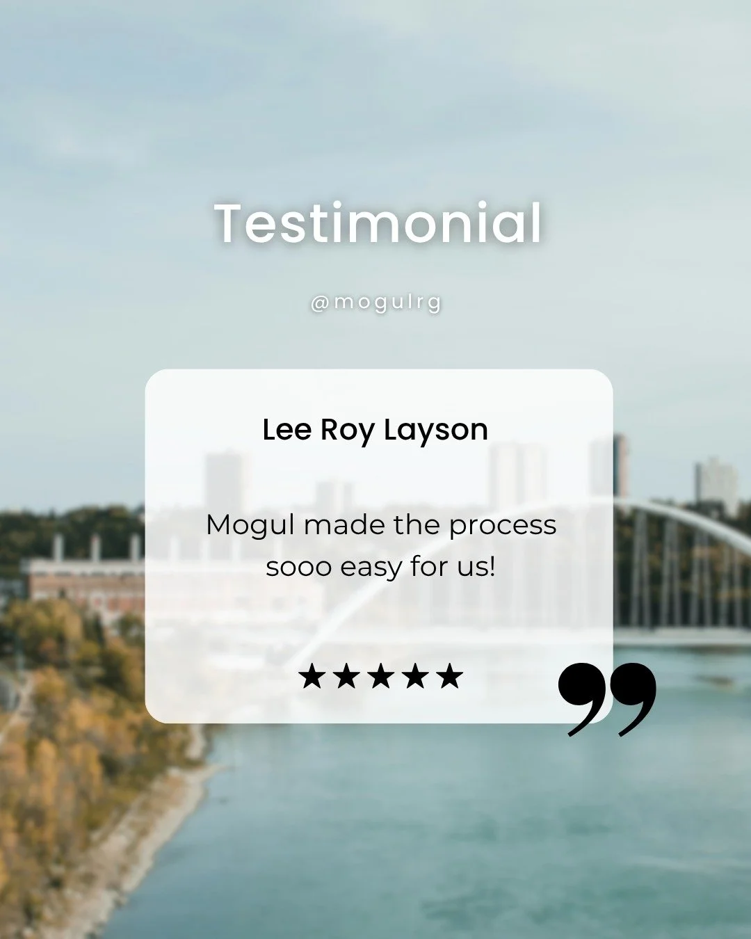 Real Estate Success!

"Mogul made the process sooo easy for us :) Thanks Travis and Rich!"

There is nothing we love more than hearing our clients describe their experience as easy. Transitioning to a new home should be an exciting mileston
