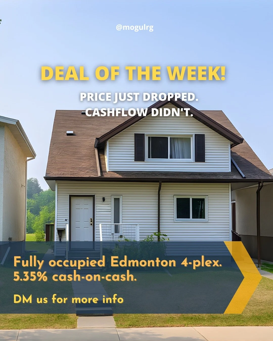4 units. Fully occupied. $656/mo cashflow. 🏘️

Legal 4-plex in Queen Alexandra &mdash; walking distance to U of A, Whyte Ave, and LRT. Each unit has a private entry, in-suite laundry, and a separate electrical meter.

Two units are month-to-month, g