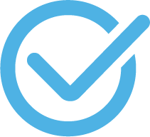 Blue checkmark inside a circle.