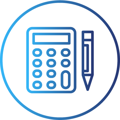 A blue circular logo with a stylized writing of 'D' and 'M'.}