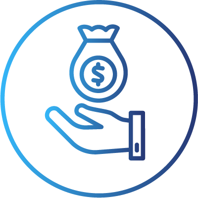 A blue computer monitor with a keyboard and mouse on a desk.