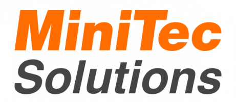 The MiniTec Solutions logo with orange and gray text on a black background.