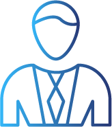 Silhouette of a person in blue against a white background.