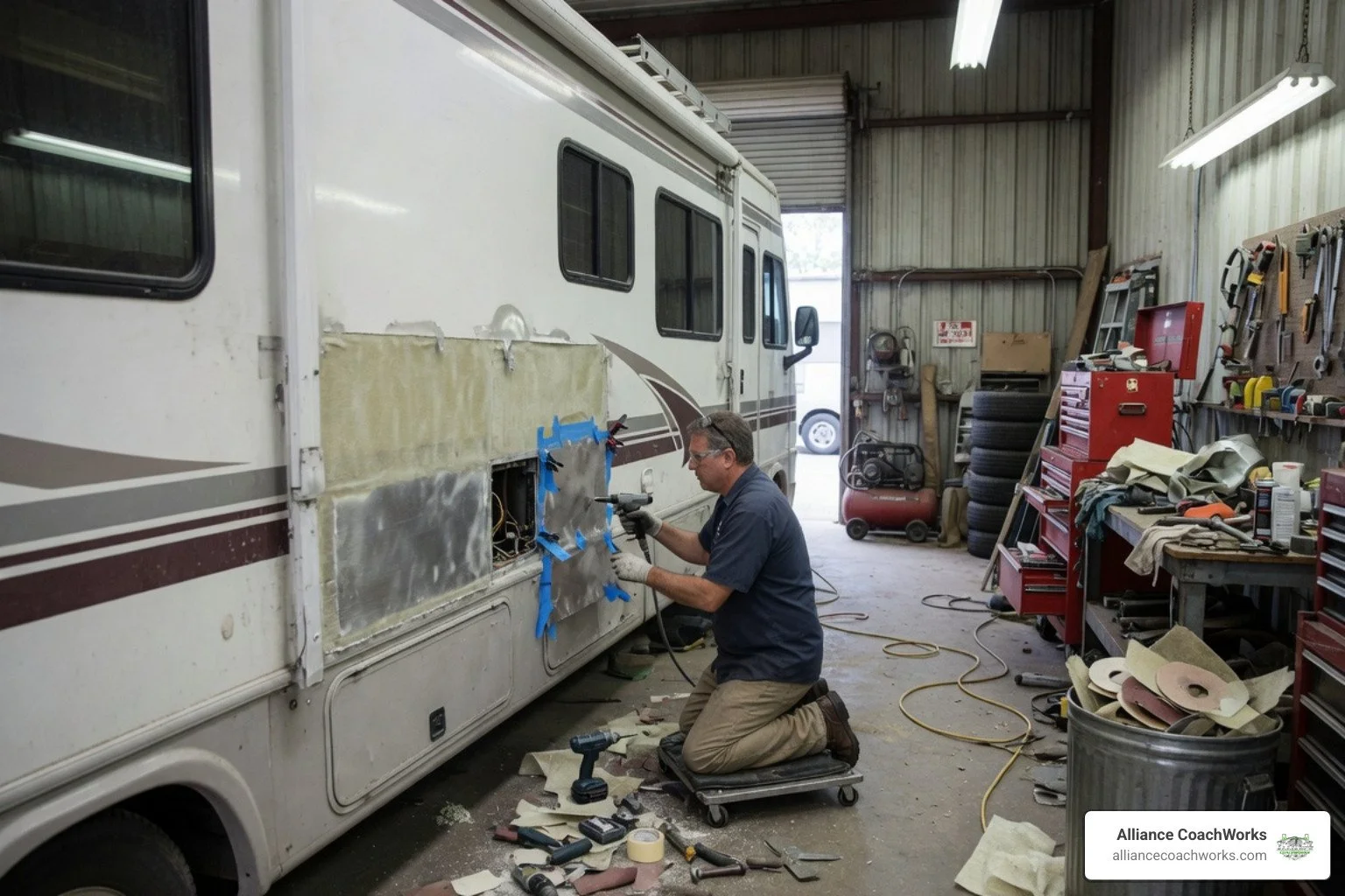 Fiberglass Repair on a Class C Motorhome