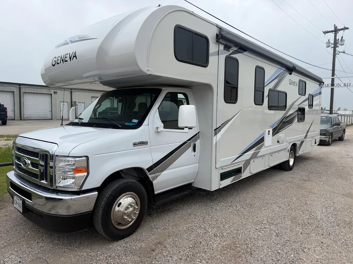 "Class C motorhome with a smooth, restored exterior finish after hail damage repair and dent removal at Alliance CoachWorks."