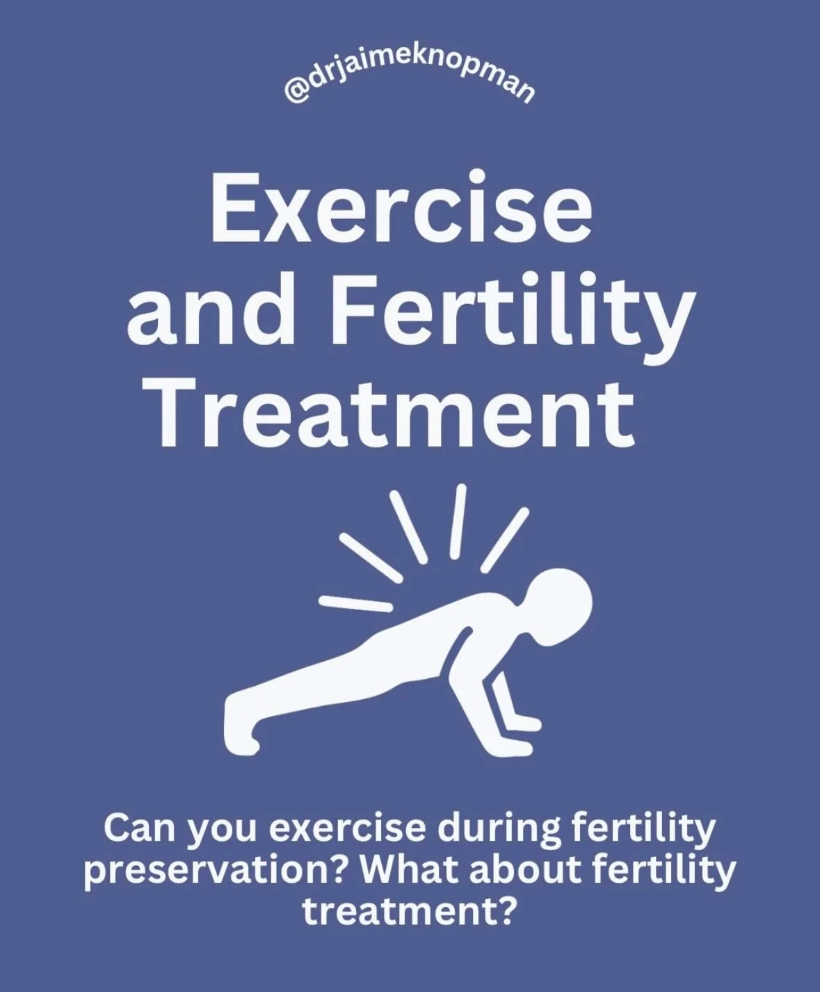 Anyone who knows me knows I&rsquo;m an exercise junkie, so I GET the fear that fertility treatments might take away that release.

Here&rsquo;s the truth: I never tell my patients to stop moving. Instead, we modify based on where you are in your trea