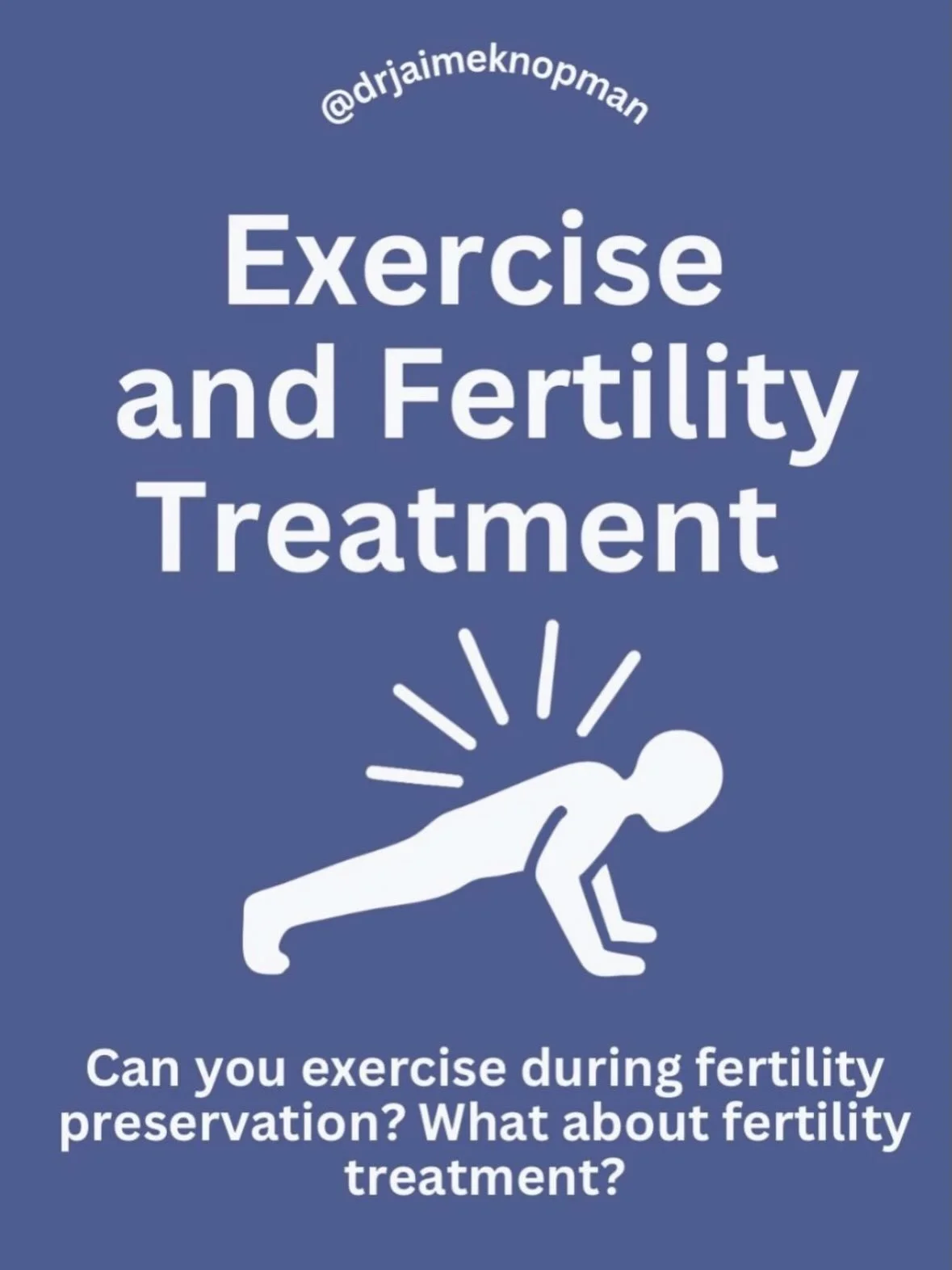 Anyone who knows me knows I&rsquo;m an exercise junkie, so I GET the fear that fertility treatments might take away that release.

I never tell my patients to stop moving. Instead, we modify based on where you are in your treatment journey. 
*
*
*
#F