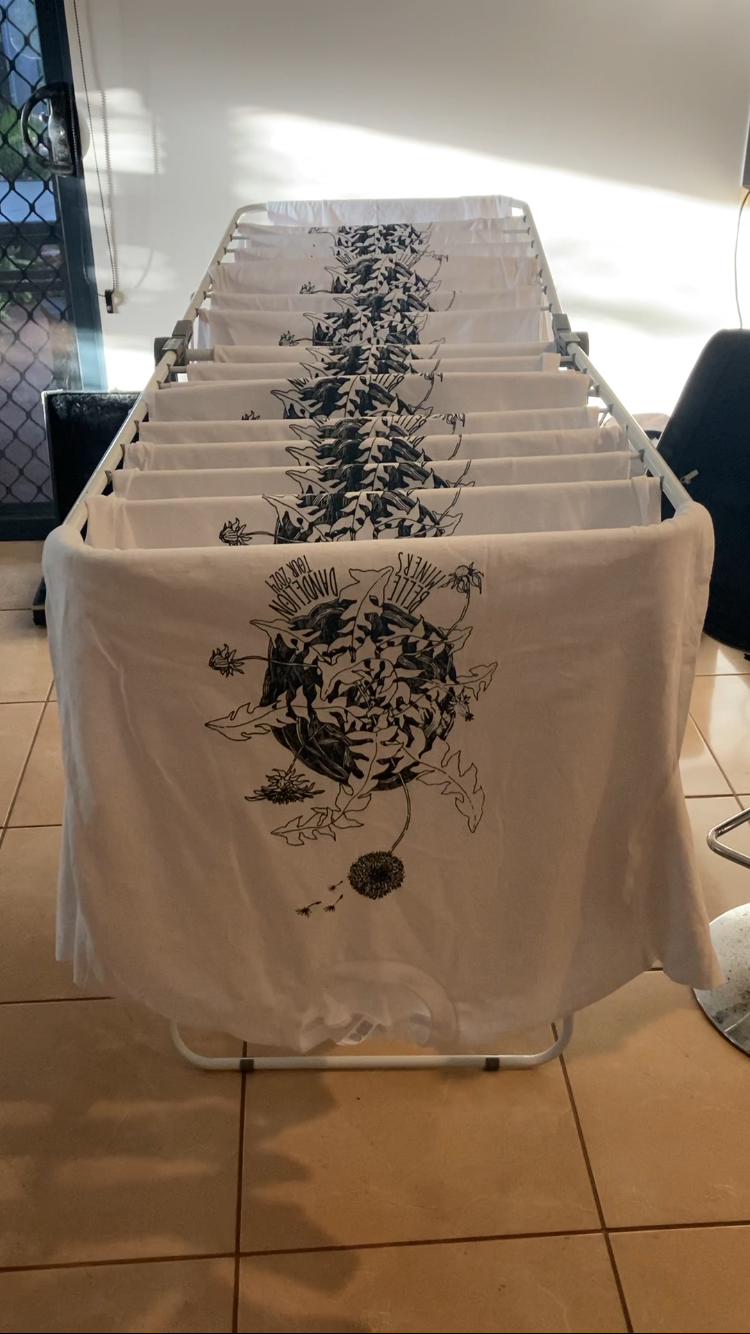 dandelion tshirts drying.PNG